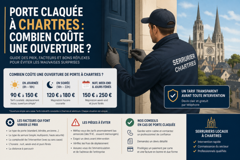 Prix ouverture de porte Chartres : tarifs réels 2026