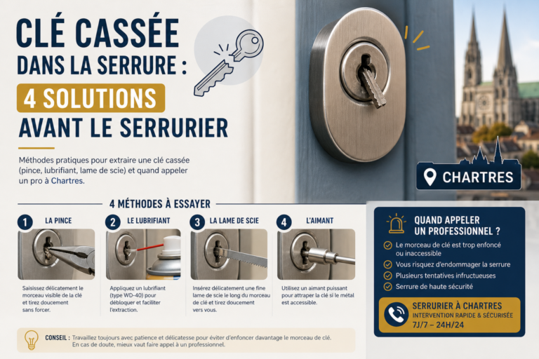 Clé cassée dans serrure : 4 solutions avant le serrurier