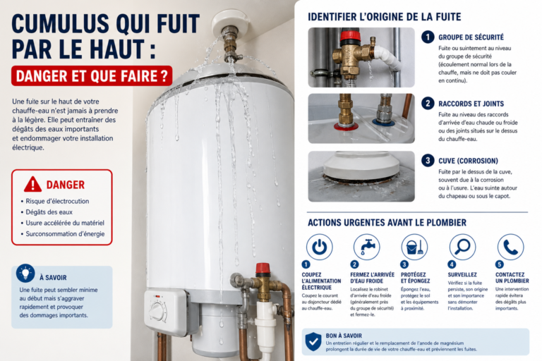 Chauffe-eau fuit par le haut : diagnostic et gestes d'urgence